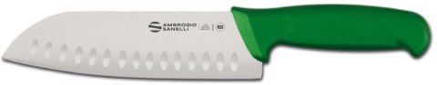 Ambrogio Sanelli Supra Colore ,nóż Santoku, ze żłobieniami, ZIELONY,  18 cm