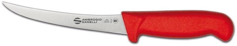Ambrogio Sanelli Supra Colore, nóż do trybowania, zakrzywiony, CZERWONY, 15 cm