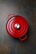 Garnek żeliwny emaliowany, HENDI, 3,4L, czerwony, 320x240x(H)105mm Hendi