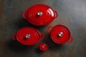 Garnek żeliwny emaliowany, HENDI, 3,4L, czerwony, 320x240x(H)105mm Hendi