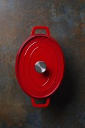 Garnek żeliwny emaliowany, HENDI, 4L, czerwony, 363x222x(H)110mm Hendi