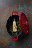 Garnek żeliwny emaliowany, HENDI, 4L, czerwony, 363x222x(H)110mm Hendi