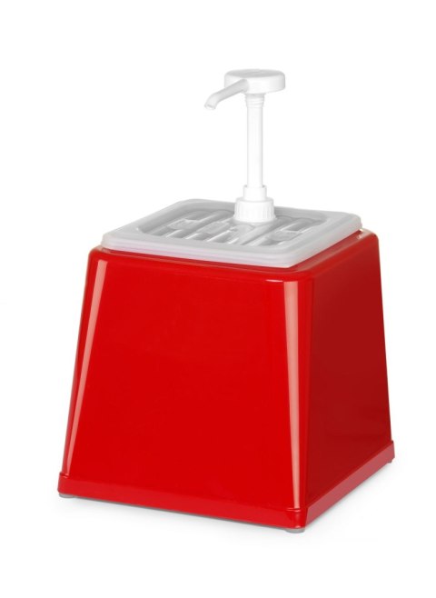 Pojemnik z pompką do sosów, czerwony Hendi