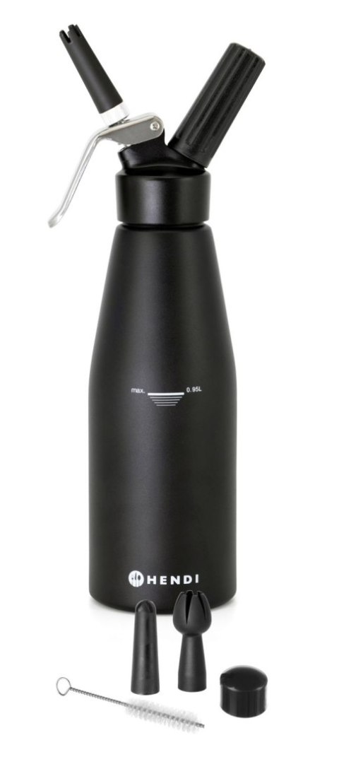 Syfon do bitej śmietany, HENDI, Kitchen Line, 0,95L, czarny, o95x(H)320mm