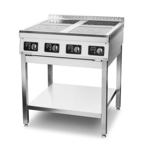 Kuchnia indukcyjna z rantem | 4-palnikowa | 12 kW | 400 V | podstawa otwarta | spawana | 750x700x850 mm Resto Quality