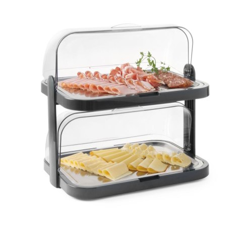 Witrynka chłodząca roll-top, podwójna, HENDI, ciemno szary, 440x320x(H)440mm, Prostokątny
