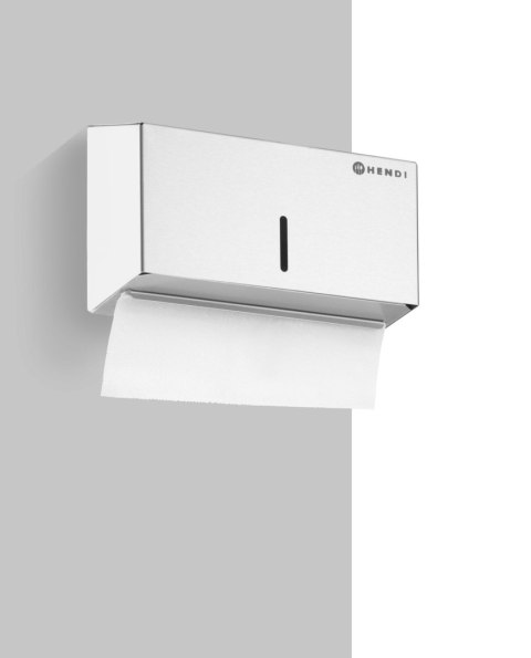 Dozownik ręczników papierowych, zamykany na klucz, HENDI, 250 sztuk, srebrny, 260x120x(H)160mm