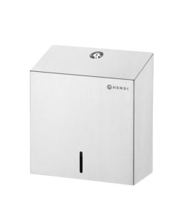 Dozownik ręczników papierowych, zamykany na klucz, HENDI, 500 sztuk, srebrny, 260x120x(H)270mm