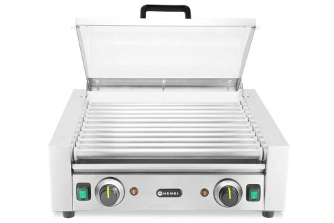 Podgrzewacz rolkowy do parówek dwustrefowy, z energooszczędną pokrywą, HENDI, 11 rolek, 230V/980W, 566x527x(H)259mm